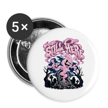 Rosa Phantom über dem Friedhof - Buttons groß 56 mm (5er Pack) - Weiß - Vorne