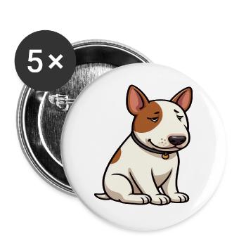 Miniatur Bullterrier Bully Bullterrierbesitzer - Buttons groß 56 mm (5er Pack) - Weiß - Vorne