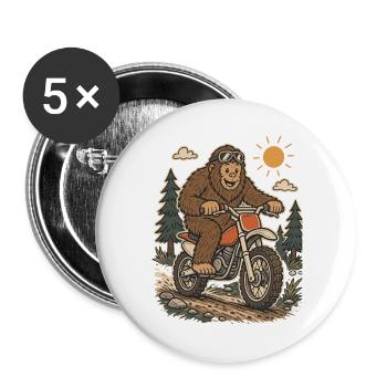  Bigfoot Dirt Bike Sasquatch Riding Motocross - Buttons groß 56 mm (5er Pack) - Weiß - Vorne