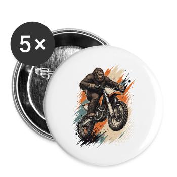  Bigfoot Riding Dirt Bike Sasquatch Offroad - Buttons groß 56 mm (5er Pack) - Weiß - Vorne