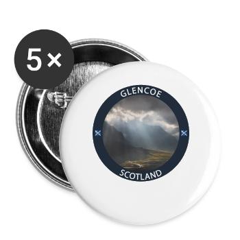 Glencoe Scotland Runde Landschaftswappen - Buttons groß 56 mm (5er Pack) - Weiß - Vorne