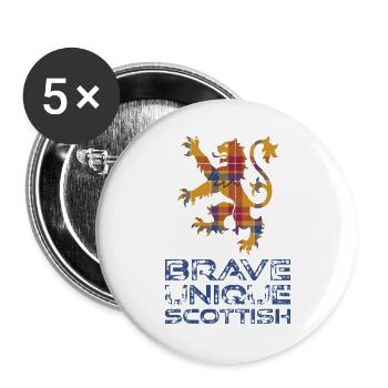 Tartan-Löwe des tapferen schottischen Stolzes - Buttons groß 56 mm (5er Pack) - Weiß - Vorne