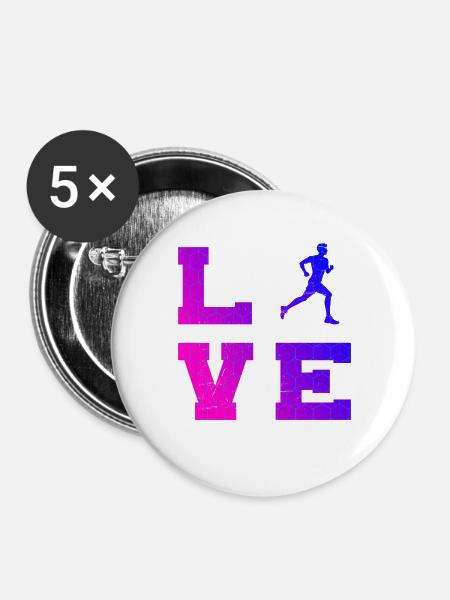 Geschenkidee für einen Running mit Running - Buttons groß 56 mm (5er Pack) - Weiß