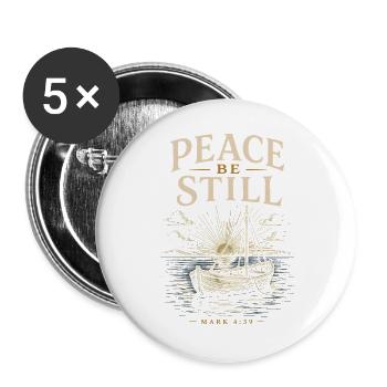 Frieden sei still, Boot - Buttons groß 56 mm (5er Pack) - Weiß - Vorne