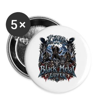 Black Metal Lover – Extreme Metal Music Fan - Buttons groß 56 mm (5er Pack) - Weiß - Vorne