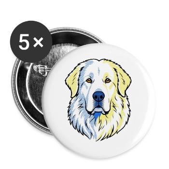 Pyrenäenberghund - Buttons groß 56 mm (5er Pack) - Weiß - Vorne