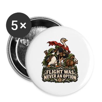 Flight Was Never An Option Vogel Abenteuer Humor - Buttons groß 56 mm (5er Pack) - Weiß - Vorne