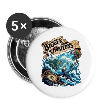 Größere Horizonte - Buttons groß 56 mm (5er Pack) - Weiß - Vorne