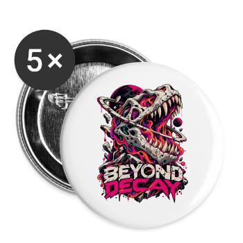 Beyond Decay Dino Skull Neon - Buttons groß 56 mm (5er Pack) - Weiß - Vorne