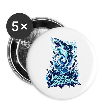 Volt Deeper Blitzhai - Buttons groß 56 mm (5er Pack) - Weiß - Vorne