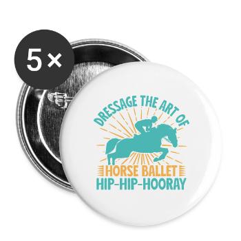 Hobby Horse Rider Dressage Ballet English Riding - Buttons groß 56 mm (5er Pack) - Weiß - Vorne