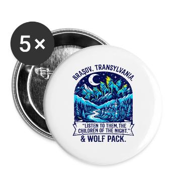 Brasov Transylvania Wolf Pack Children of the - Buttons groß 56 mm (5er Pack) - Weiß - Vorne