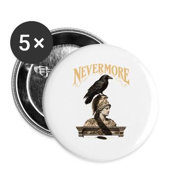 Nevermore – Rabe Edgar Allan Poe Gothic - Buttons groß 56 mm (5er Pack) - Weiß - Vorne