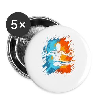 Turner Gymnastik Ringeturnen Ringe Turnen Herren - Buttons groß 56 mm (5er Pack) - Weiß - Vorne