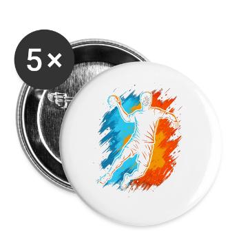 Handballspieler Handballer Kinder Jungen Handball  - Buttons groß 56 mm (5er Pack) - Weiß - Vorne