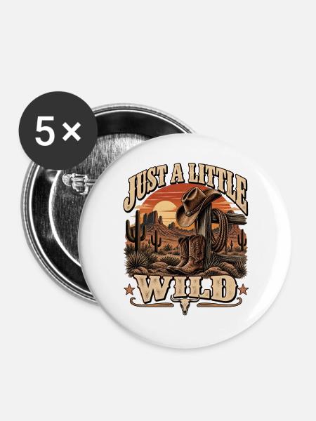 Kleiner Wilder Westen - Buttons groß 56 mm (5er Pack) - Weiß