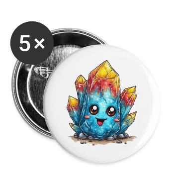 Leuchtender Kristall  - Buttons groß 56 mm (5er Pack) - Weiß - Vorne