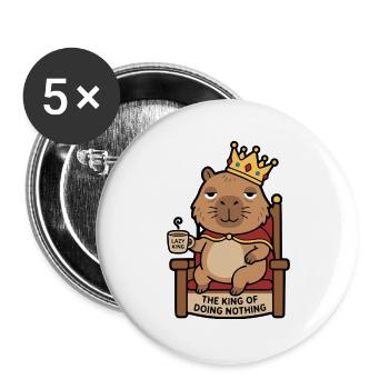 Niedliche Kapybara-König Faule Könige Lustige Tierkunst - Buttons groß 56 mm (5er Pack) - Weiß - Vorne