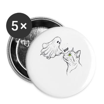 Geistkatzen-Boo-Nacht - Buttons groß 56 mm (5er Pack) - Weiß - Vorne
