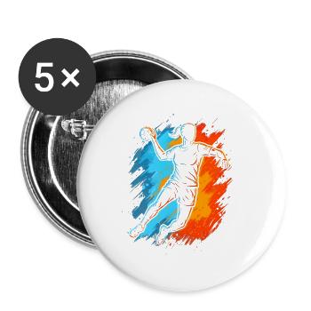 Handballspieler Handballer Kinder Jungen Handball  - Buttons groß 56 mm (5er Pack) - Weiß - Vorne