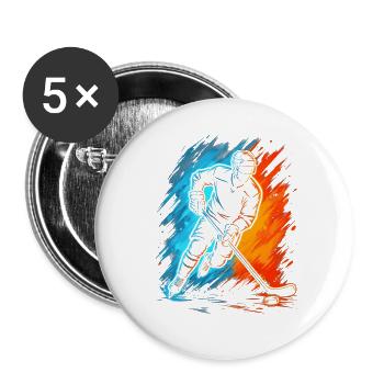 Eishockey Eishockeyspieler Jungen Kinder Hockey - Buttons groß 56 mm (5er Pack) - Weiß - Vorne