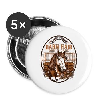Barn Hair Dont Care Horse Mom - Buttons groß 56 mm (5er Pack) - Weiß - Vorne