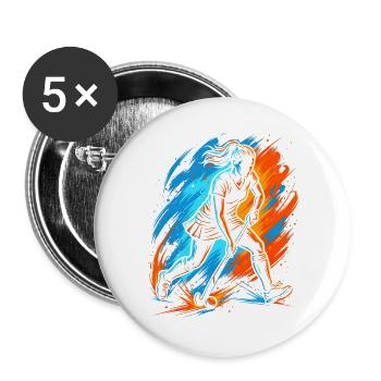 Hockey Floorball Damen Mädchen Kinder Feldhockey - Buttons groß 56 mm (5er Pack) - Weiß - Vorne