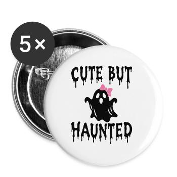 Niedlicher, aber gequälter Geist Coquette Spooky Herbst - Buttons groß 56 mm (5er Pack) - Weiß - Vorne