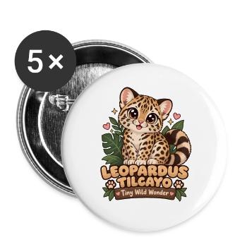  Leopardus Tilcayo Gepunktete Süße Wilde - Buttons groß 56 mm (5er Pack) - Weiß - Vorne