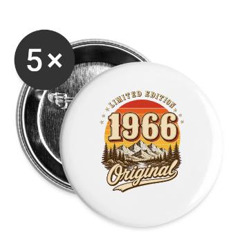 1966 Original Limited Edition 60 Jahre Jubiläum - Buttons groß 56 mm (5er Pack) - Weiß - Vorne