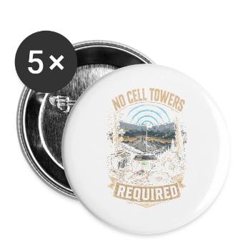 Amateurfunk Amateurfunker No Cell Towers Required - Buttons groß 56 mm (5er Pack) - Weiß - Vorne