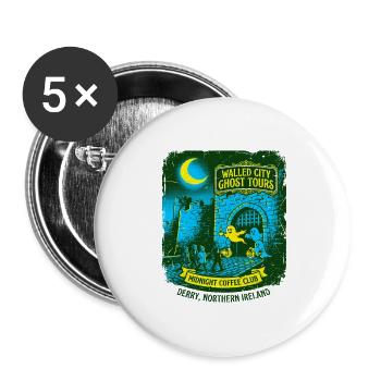 Walled City Ghost Tours Derry Northern Ireland - Buttons groß 56 mm (5er Pack) - Weiß - Vorne