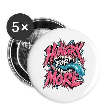 Hunger for More: Neon Bite - Buttons groß 56 mm (5er Pack) - Weiß - Vorne