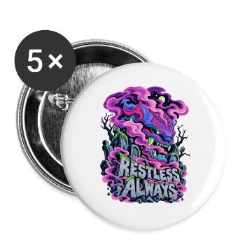 Neon Drache Graffiti Restless Always - Buttons groß 56 mm (5er Pack) - Weiß - Vorne