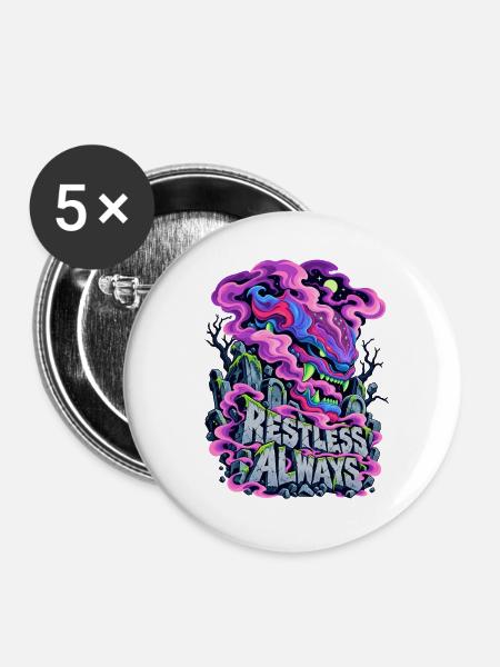 Neon Drache Graffiti Restless Always - Buttons groß 56 mm (5er Pack) - Weiß
