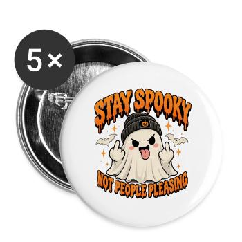 Stay Spooky – Frecher Halloween Geist - Buttons groß 56 mm (5er Pack) - Weiß - Vorne