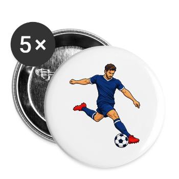 Fußball-Stürmer-Kick - Buttons groß 56 mm (5er Pack) - Weiß - Vorne