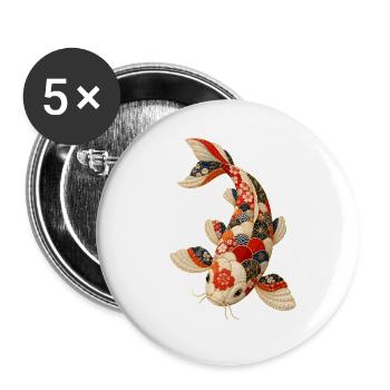 Koi-fische Japanische Koi-fische Koi-karpfen - Buttons groß 56 mm (5er Pack) - Weiß - Vorne