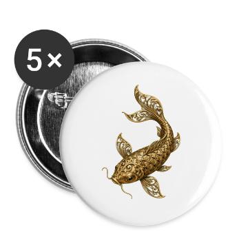 Koi-fische Japanische Koi-fische Koi-karpfen - Buttons groß 56 mm (5er Pack) - Weiß - Vorne
