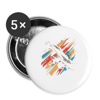 Skateboard Farbkleckse - Buttons groß 56 mm (5er Pack) - Weiß - Vorne