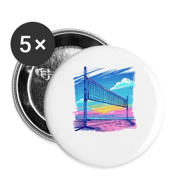 Volleyballnetz Vaporwave - Buttons groß 56 mm (5er Pack) - Weiß - Vorne