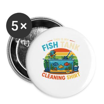 This Is My Fish Tank Cleaning Aquarium Pflege - Buttons groß 56 mm (5er Pack) - Weiß - Vorne