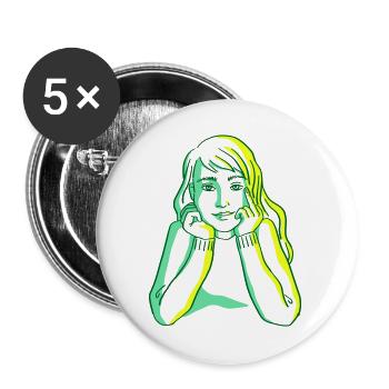 Portrait Girl - Buttons groß 56 mm (5er Pack) - Weiß - Vorne