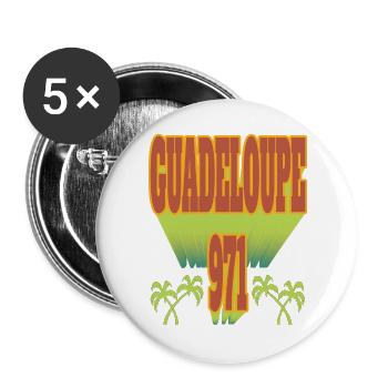Guadeloupe 971 Kokospalme - Buttons groß 56 mm (5er Pack) - Weiß - Vorne