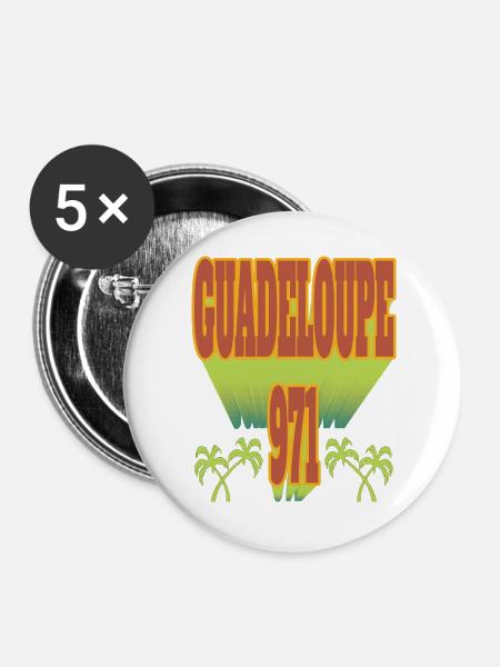 Guadeloupe 971 Kokospalme - Buttons groß 56 mm (5er Pack) - Weiß