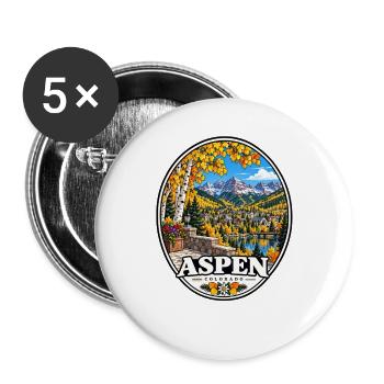Aspen Colorado Berge Herbst Urlaub Vintage - Buttons groß 56 mm (5er Pack) - Weiß - Vorne