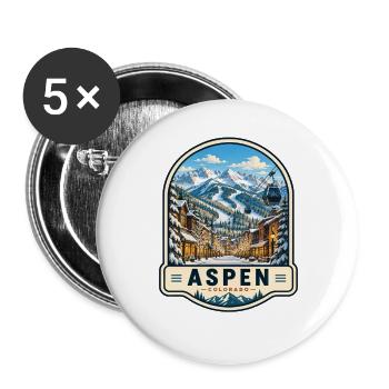Aspen Colorado Skiurlaub Winter Vintage - Buttons groß 56 mm (5er Pack) - Weiß - Vorne