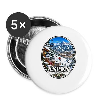 Aspen Colorado Berge Herbst Urlaub Vintage - Buttons groß 56 mm (5er Pack) - Weiß - Vorne