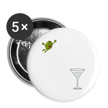 Olive springt ins Martiniglas Dirty Martini - Buttons groß 56 mm (5er Pack) - Weiß - Vorne