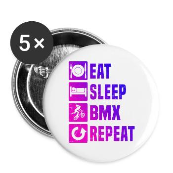 BMX-Fahren Geschenkidee für die Freestyle-Fahrerin - Buttons groß 56 mm (5er Pack) - Weiß - Vorne